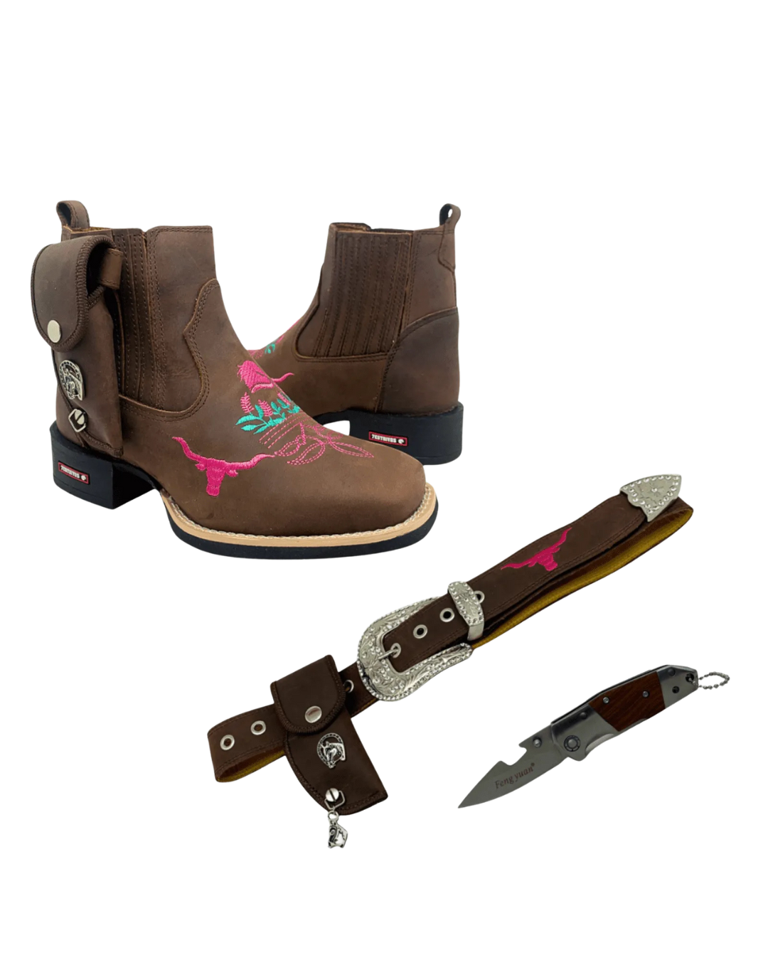 Kit Tourinho Botina Canivete + Cinta Horse Nescau