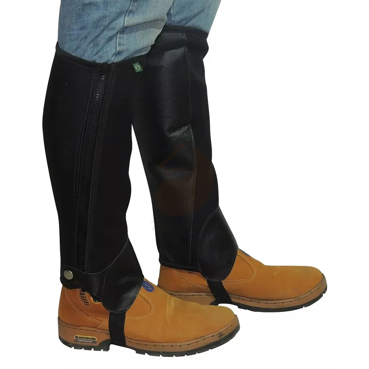 Perneira Neoprene Com Zíper Marrom e Preta
